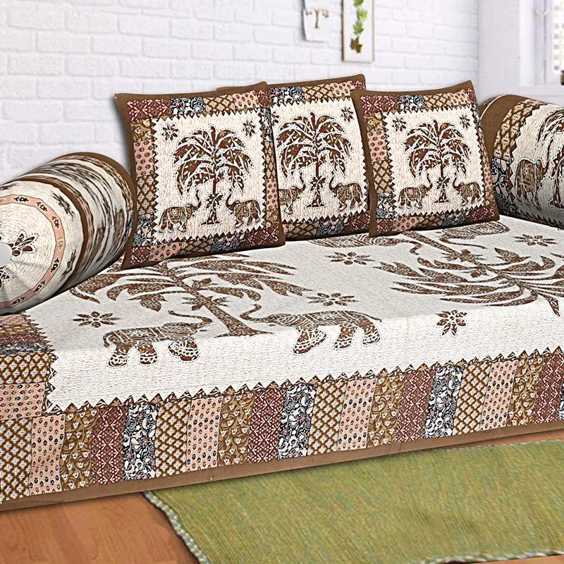The Palmistree Diwan Set (Brown) - Six Piece Set media 1