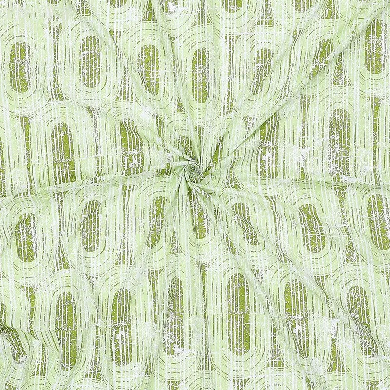 Monte Carlo Striped Ovals Cotton Bedsheet (Green) - 104 TC media 9