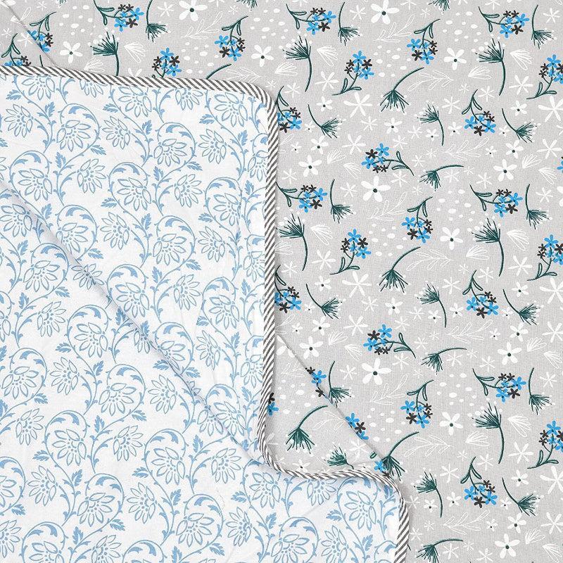 Sindhi Floral Reversible Cotton Dohar (Grey)  - 180 GSM media 5