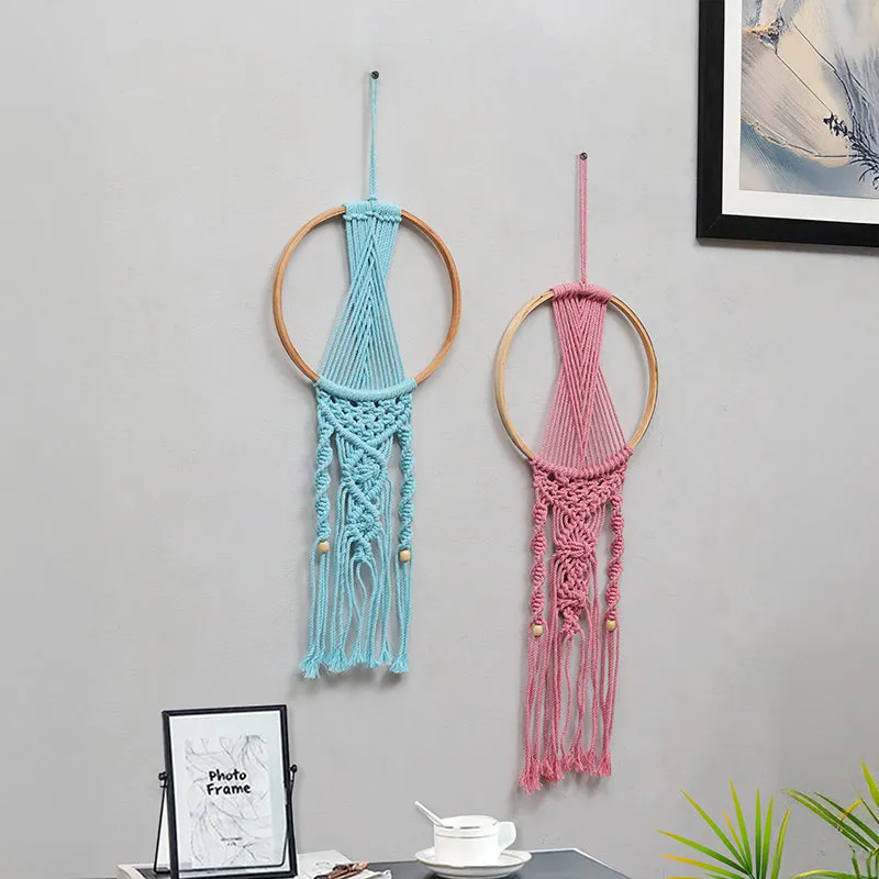 Knottic Macrame Fabric Wall Accent (Pink & Blue) - Set Of Two media 1