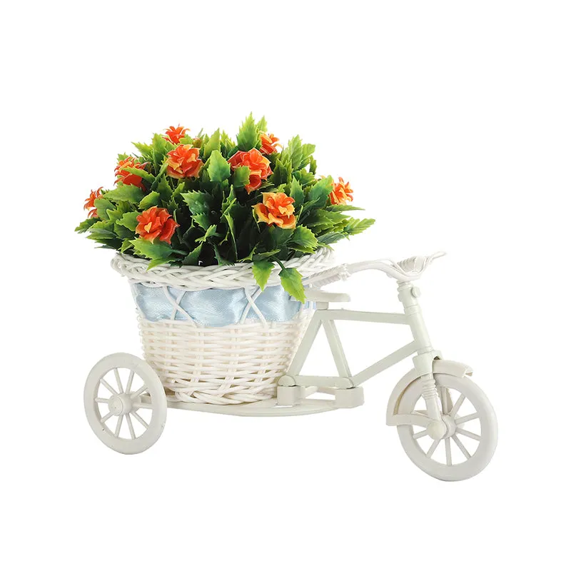 Faux Orange Rose Plant On Cycle Rikshaw media 3