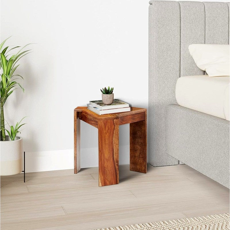 Hverox Sheesham Wooden Side & Bedside Table - Brown media 3
