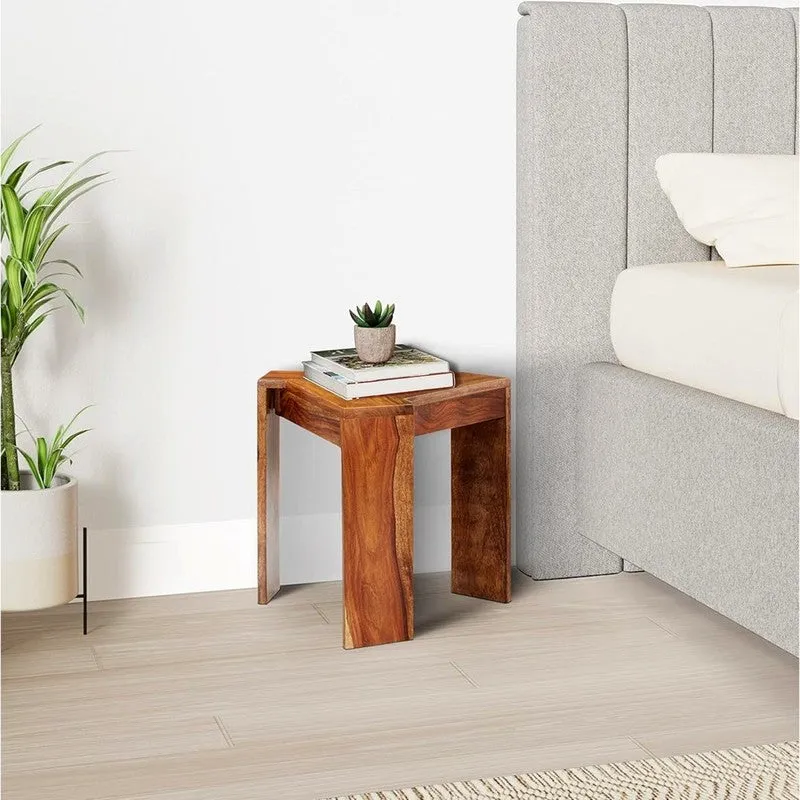 Hverox Sheesham Wooden Side & Bedside Table - Brown media 3