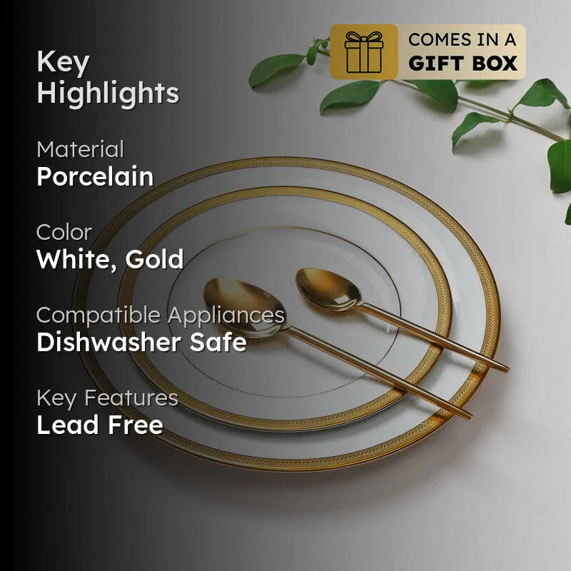 Vienna 24k Gold Brushed Porcelain Dinner Set (Gold) - 41 Piece Set media 2