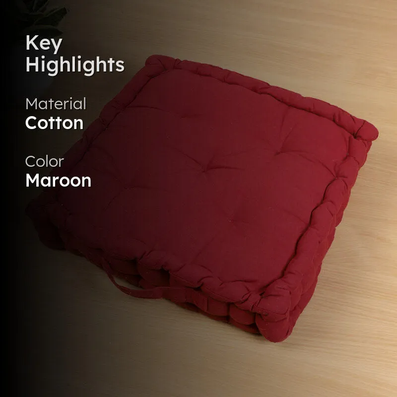 Altra Solid Cotton Floor Cushion - Red media 2