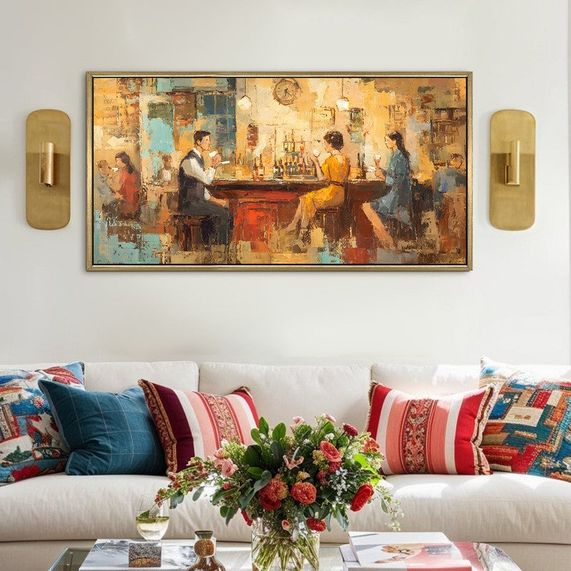 Golden Gather Canvas Wall Painting With Frame