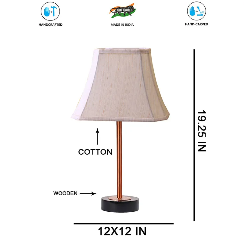 Ceylon Rodin Wooden Table Lamp - OffWhite,Copper,Black media 7