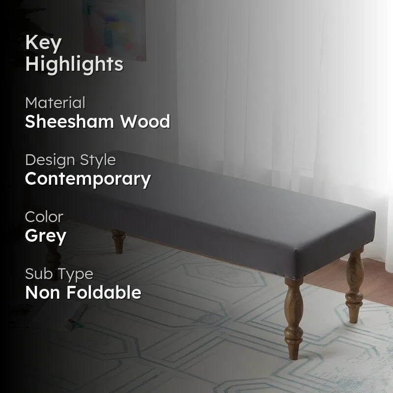 Avaro Sheesham Wooden Bench - Grey media 2