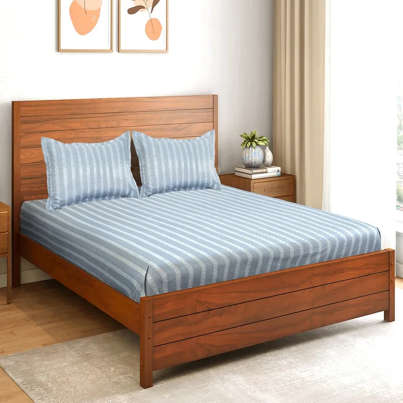 Saral Home Striped Microfiber Microfiber Bedsheet (Grey) - 350 GSM media 1