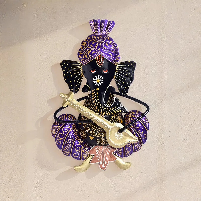 Ganesh Handcrafted Iron Wall Accent - Purple media 5
