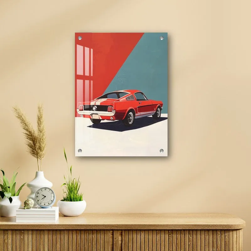 Funky Mustang Retro Car Acrylic Wall Art media 4