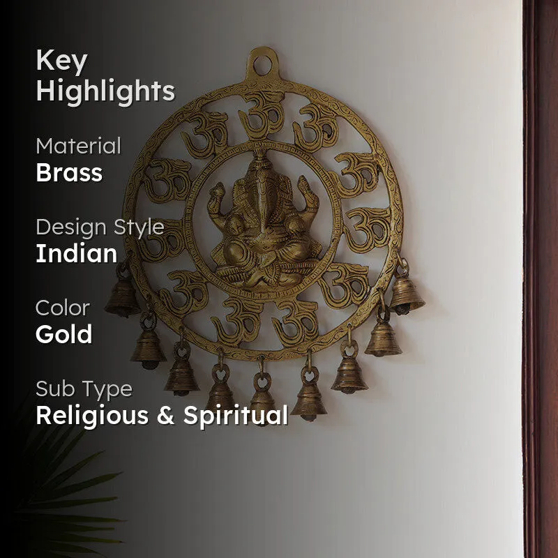 Mahaganapati Chimes Brass Wall Accent media 2