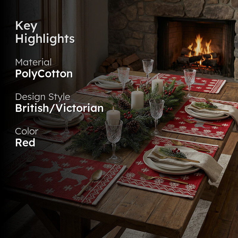 Crimson Stag Jacquard Woven Placemat - Set Of Six media 2