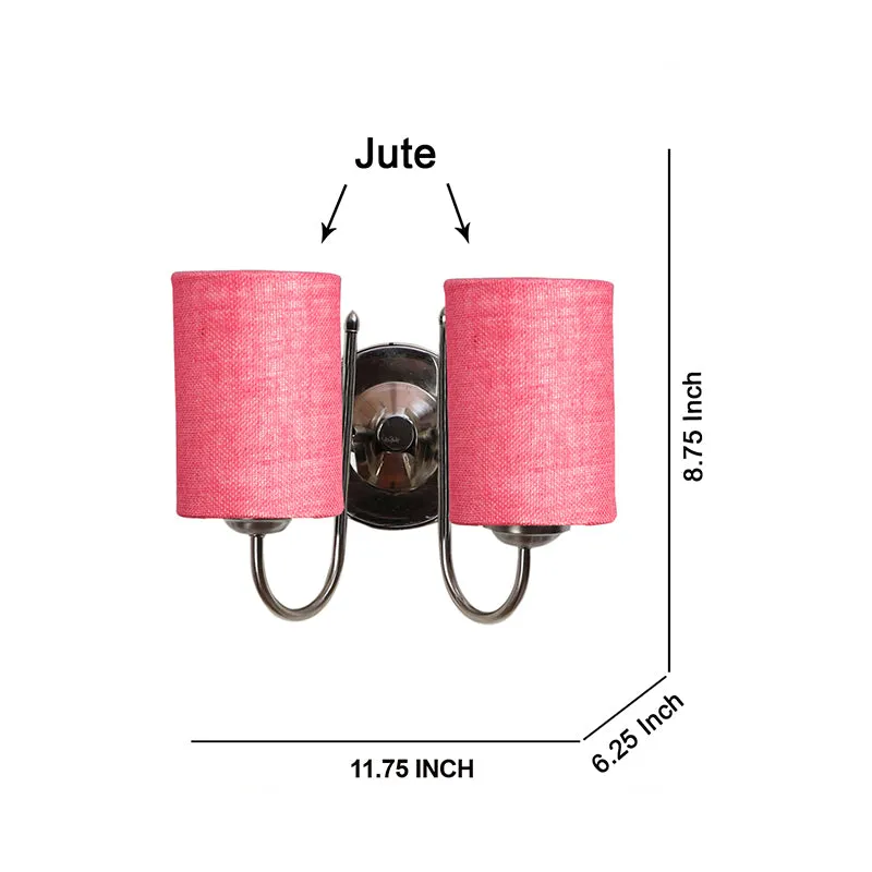 Veda Duo Cylindrical Fabric & Metal Wall Lamp - Pink media 5