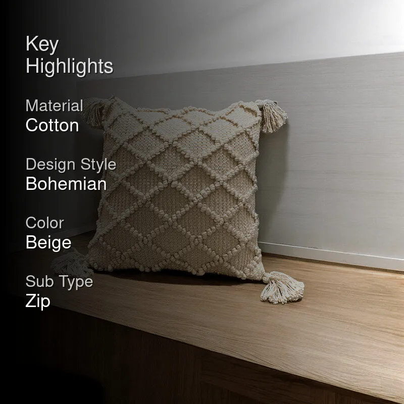 Plush Grid Tufted Cushion Cover - Beige media 2
