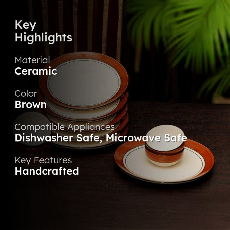 TerraMuse Elio Ceramic Dinner Set (Brown) - 12 Piece Set media 2
