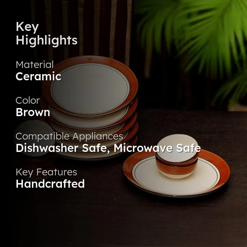 TerraMuse Elio Ceramic Dinner Set (Brown) - 12 Piece Set media 2