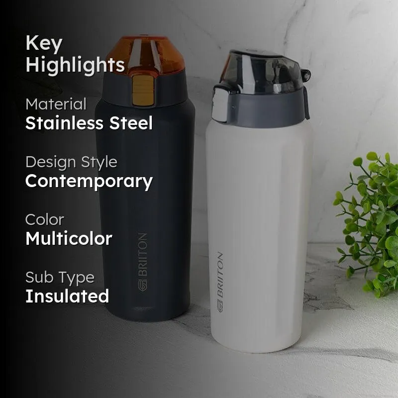Hydra Hue Hot & Cold Thermos Water Bottle (White & Grey, 650 mL Each) - Set Of Two media 2