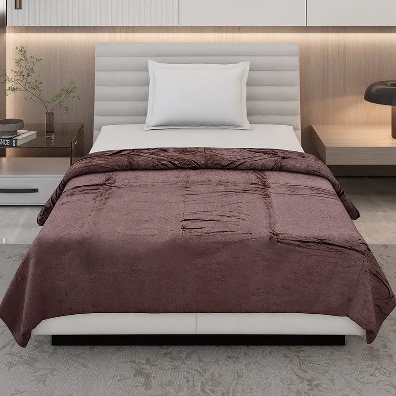 Monte Carlo Luxora Solid Polyester Blanket (Coffee) - 300 GSM media 4