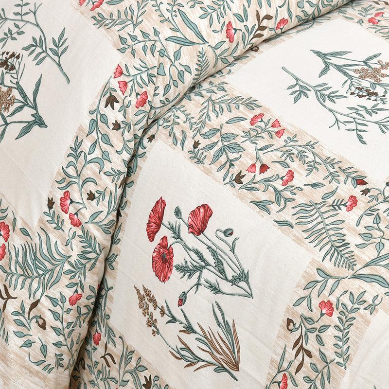 Siddhi Floral Cotton Bedsheet (White,Green) - 180 TC media 3