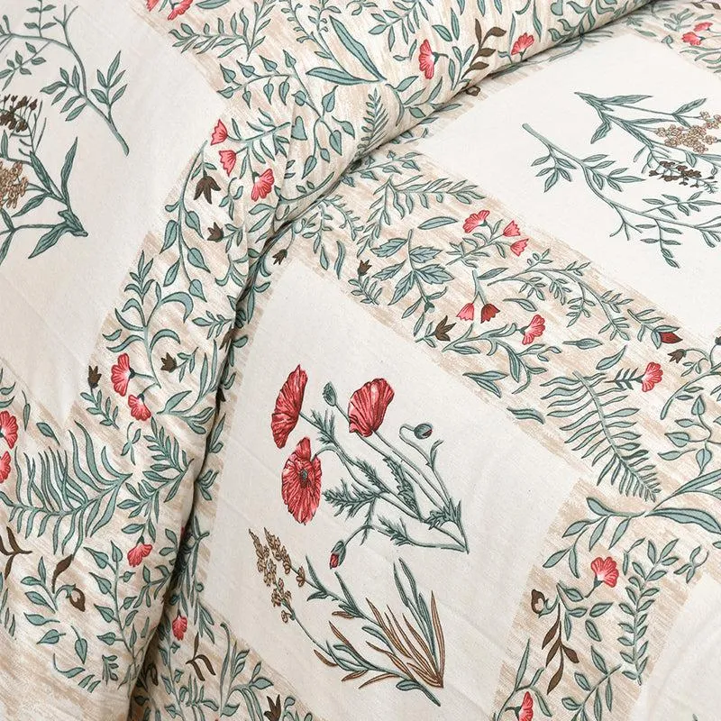 Siddhi Floral Cotton Bedsheet (White,Green) - 180 TC media 3