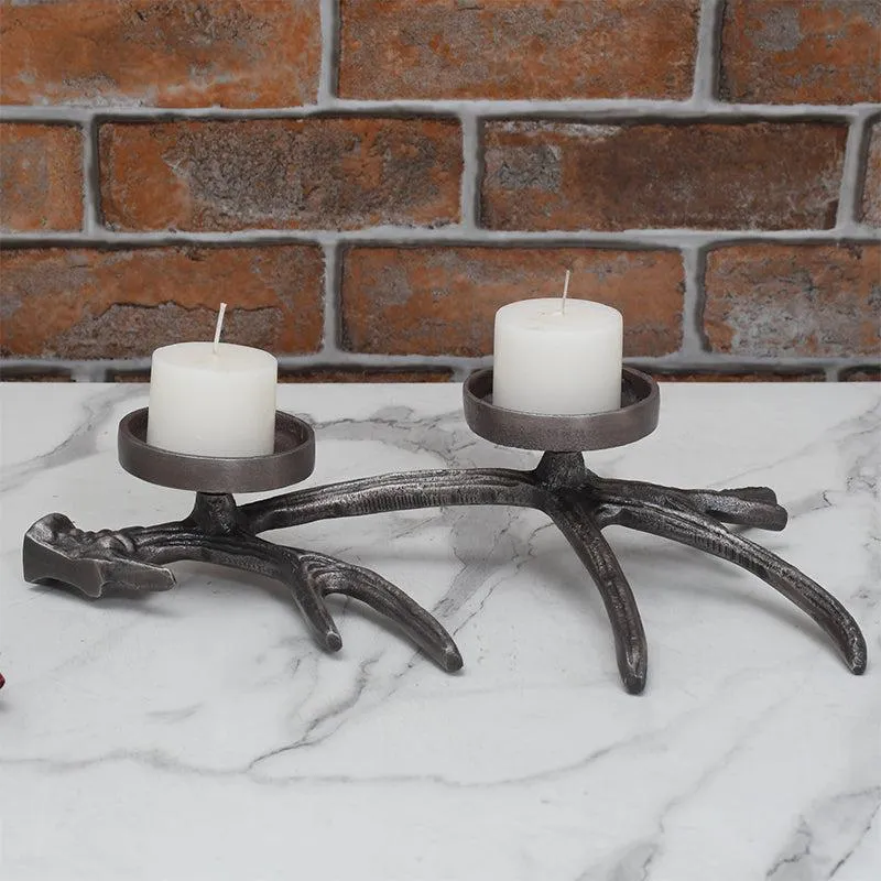 Antler Charm Candle Holder - Black media 1