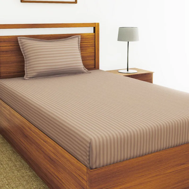 Hilton Cotton Bedsheet (Beige) - 210 TC media 1