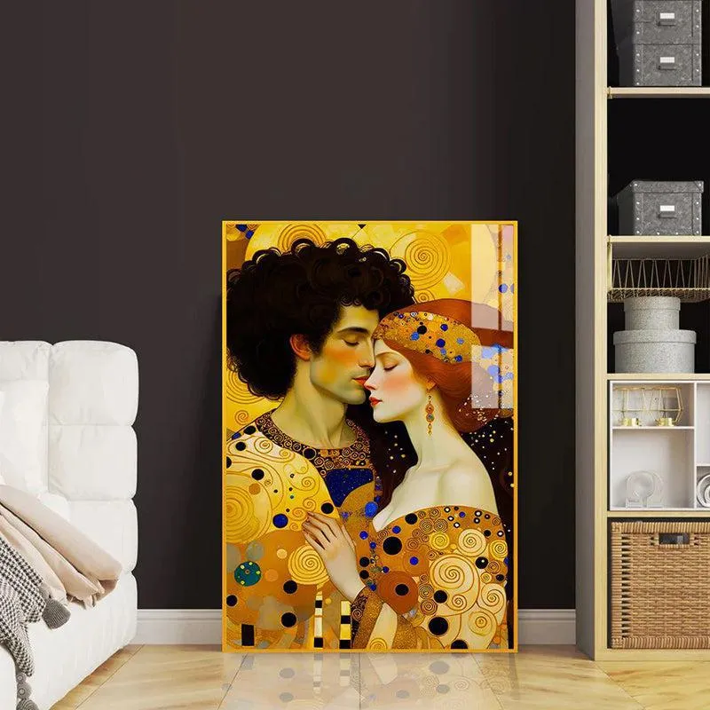 Tangled In Love Boho Canvas Wall Art With Frame - Gold media 1