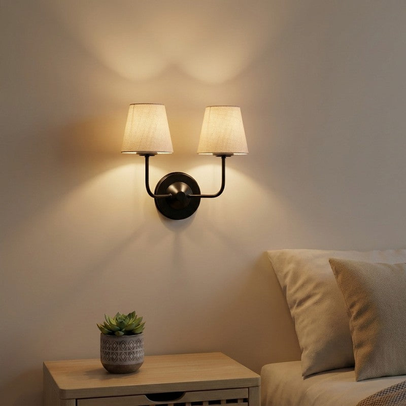 SoftGlow Twin Jute Wall Lamp - Off White