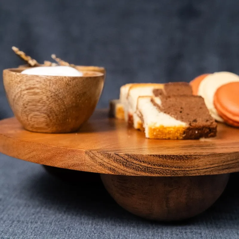 Tropica Curved Wood Serving Platter with Dip Bowl - Two Piece Set media 4