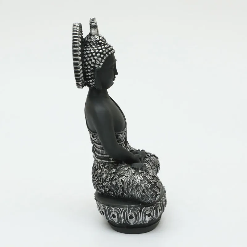 Seated Buddha Showpiece - Silver, Black media 5