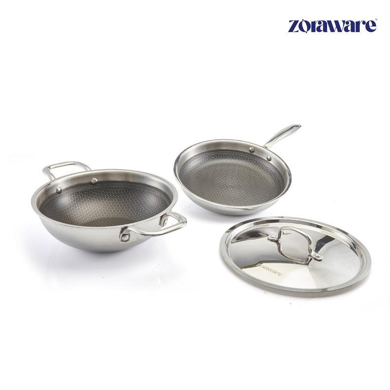 Zoraware Honeycomb Kadhai 2500 ML With Frying Pan (24 CM) media 7