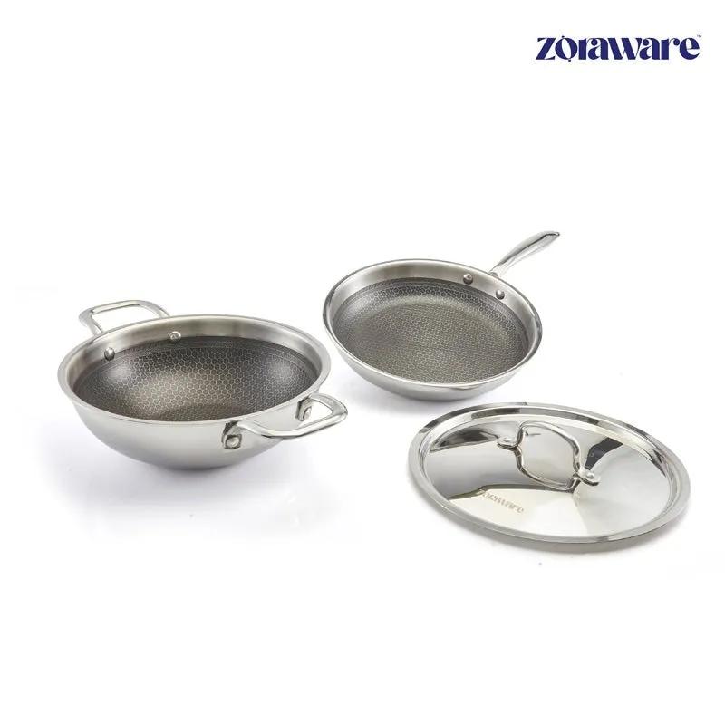 Zoraware Honeycomb Kadhai 2500 ML With Frying Pan (24 CM) media 7