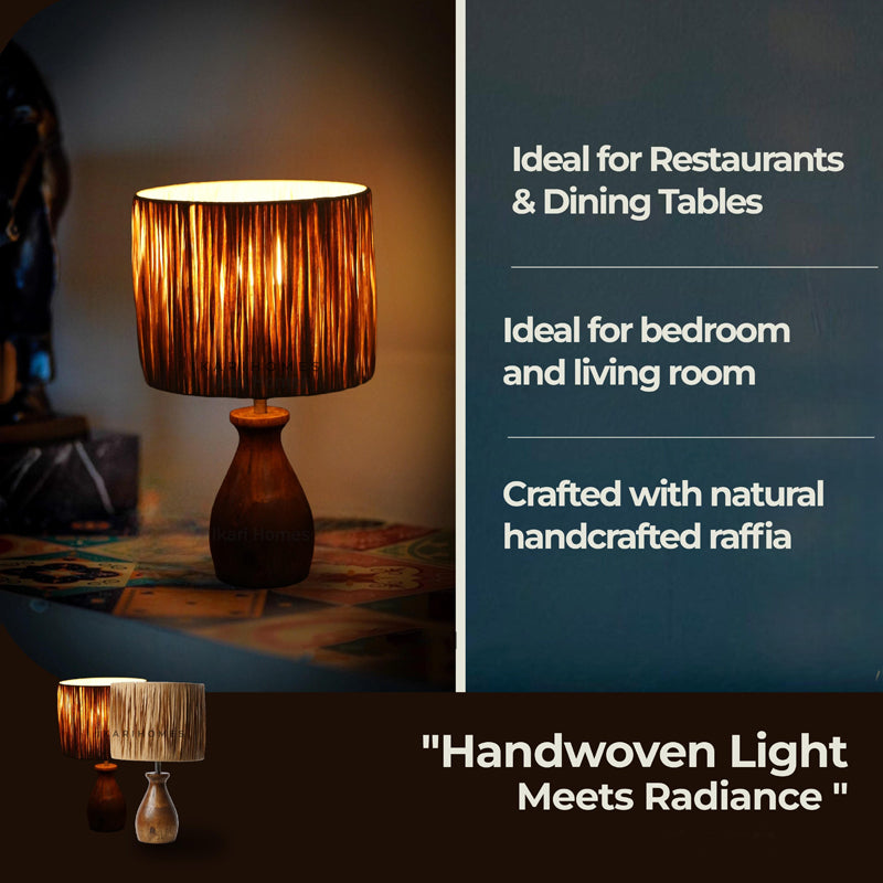 ArcLit Rattan Mango Wood Table Lamp - Beige media 7