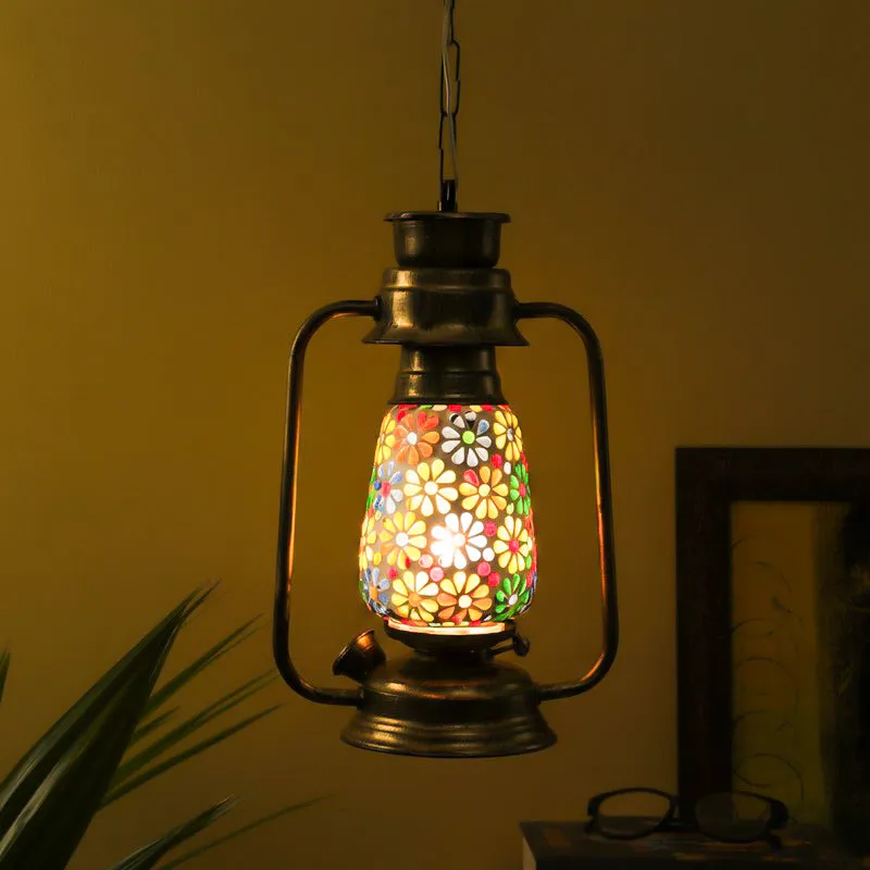 Madhura Mosaic Lantern Glass Ceiling Lamp - Gold media 1