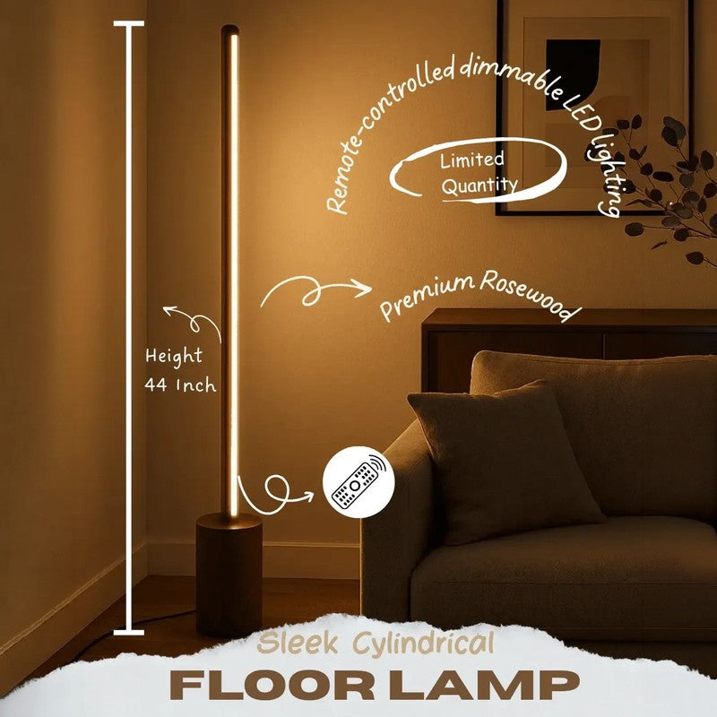 Warm Glow Rose Wood LED Wooden Floor Lamp media 5