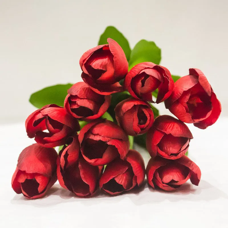 Artificial Tulip Flower Bunch Timeless Charm - Red media 3