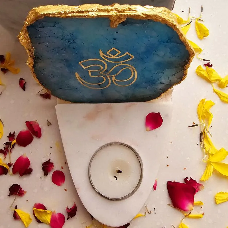 Om Agate & Marble Tealight Candle Holder - Turquoise media 3