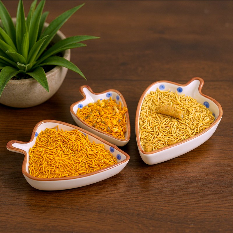 Polkae Brown Ceramic Platter - Set Of Three