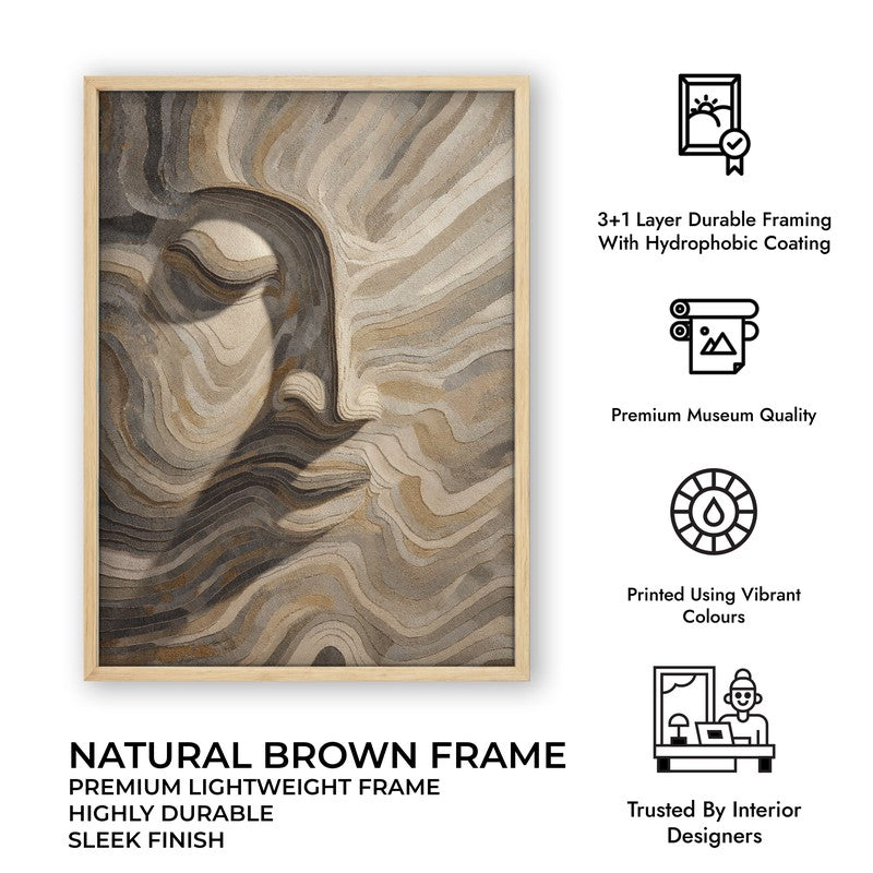 Flowing Buddha Tranquility Wall Painting With Brown Frame media 9