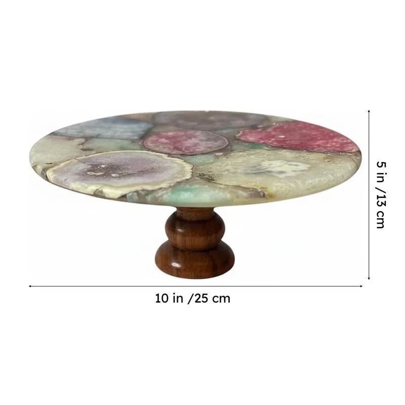Emora Handcrafted Agate Cake Stand - Multicolor media 6