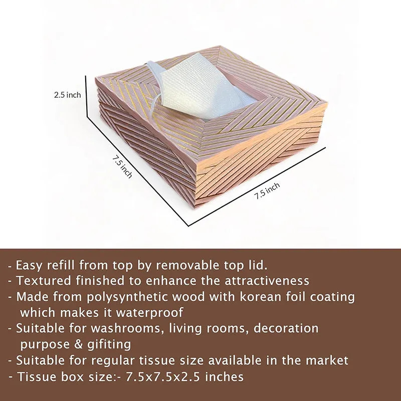 Stripe Stride Square Tissue Box - Coffee media 3