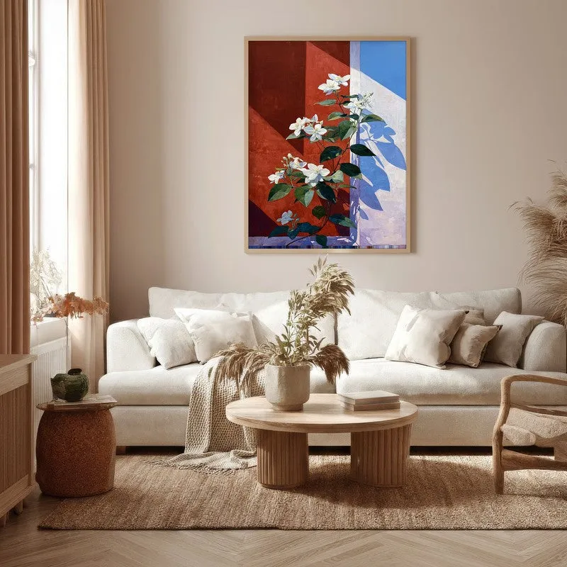 Scarlet Petals Canvas Wall Painting - Brown Frame media 5