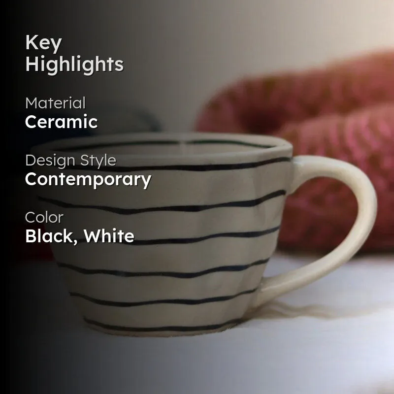 Linear Ceramic Tea Cup (230 mL) media 2