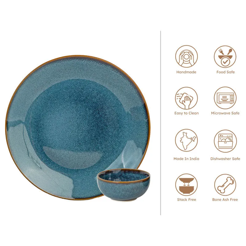 Tarangini Handmade Dinner Set (Blue/180 mL) - 18 Piece Set media 6