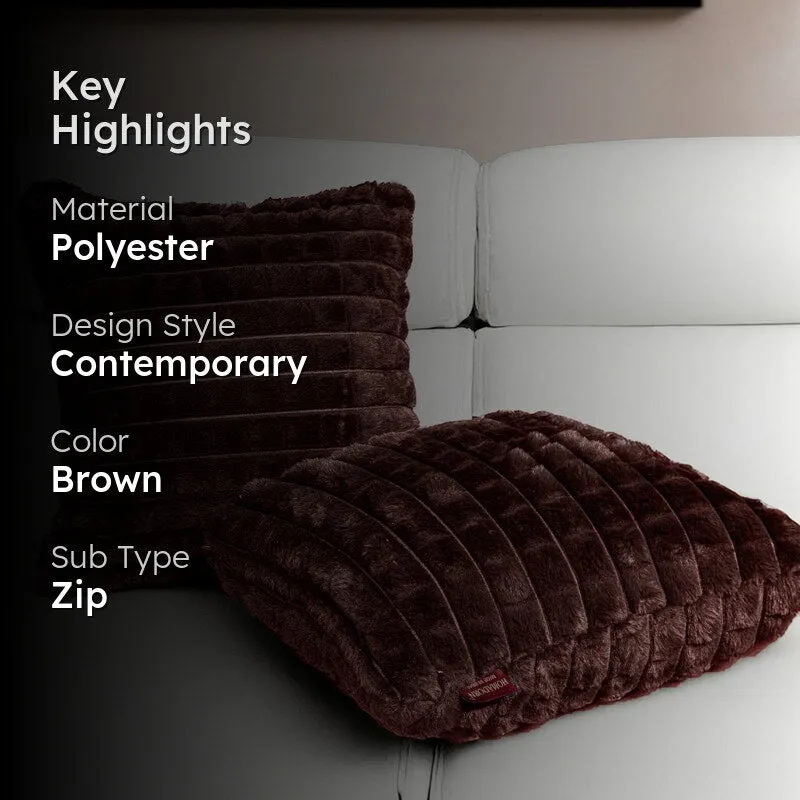 Frost Waffle Brown Cushion Cover (Square) Set of Two media 2