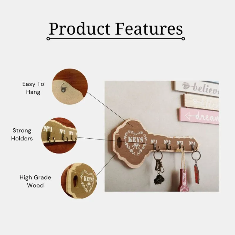 Product feature graphic showing the key holder mounted with keys