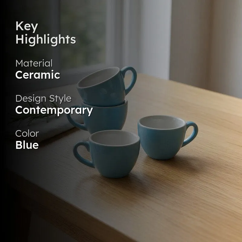 Expresso Ceramic Tea Cup (100 mL/Blue) - Set of Four media 2