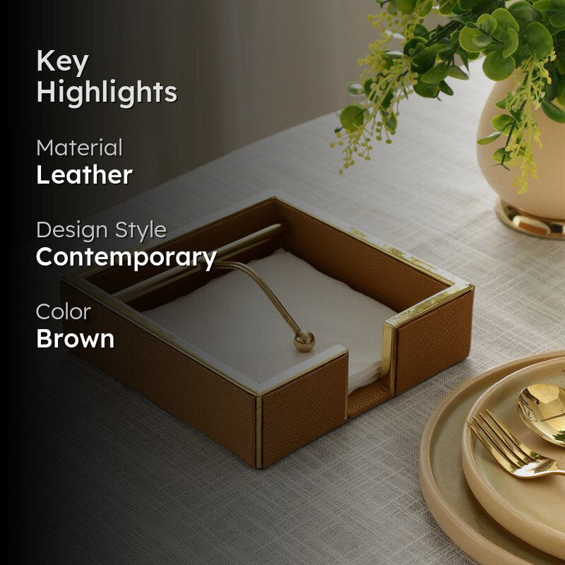 Roho Leather Tissue Holder - Brown media 2