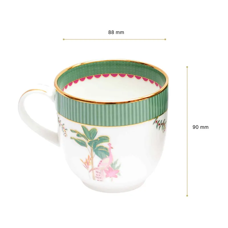 Gilded Mayura Pete 24k Gold Brushed Porcelain Coffee Mug (300 mL Each) - Set Of Six media 9